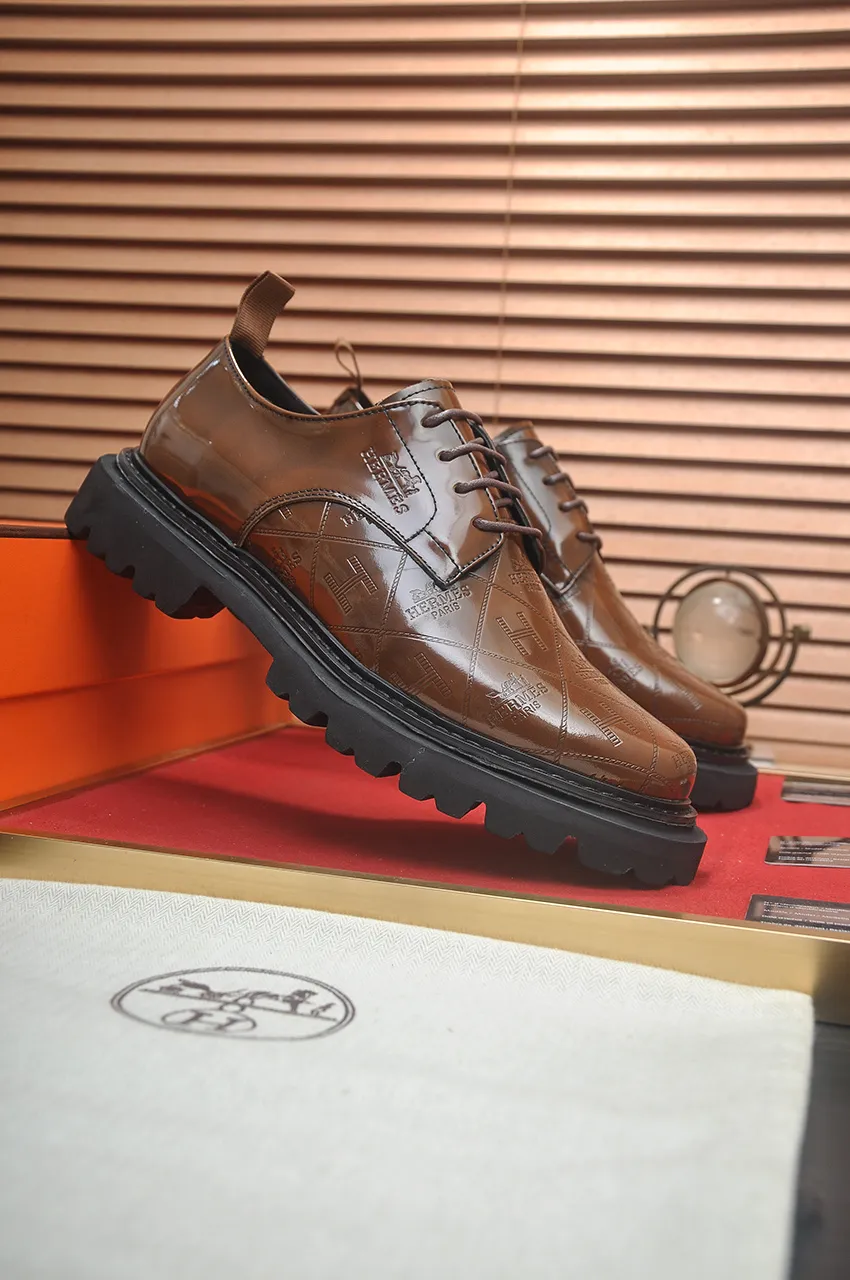 Men's men's shoes 💰720💶【[Hermes HERMES】】(High-end Niuli) New 🍀 HERMES - top version of classic casual leather shoes! Made of imported original cowhide, the inner top layer is comfortable cowhide lining! Original wear-resistant rubber foam outsole! High quality products! Code number 38-45 (45 customized)